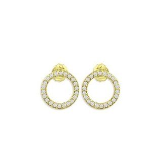 Marc & Marcella Diamond Circle Earrings 18K Gold Plated Sterling Silver New